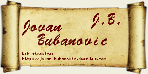 Jovan Bubanović vizit kartica